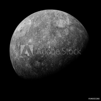 Picture of Planet Mercury isolated on black background